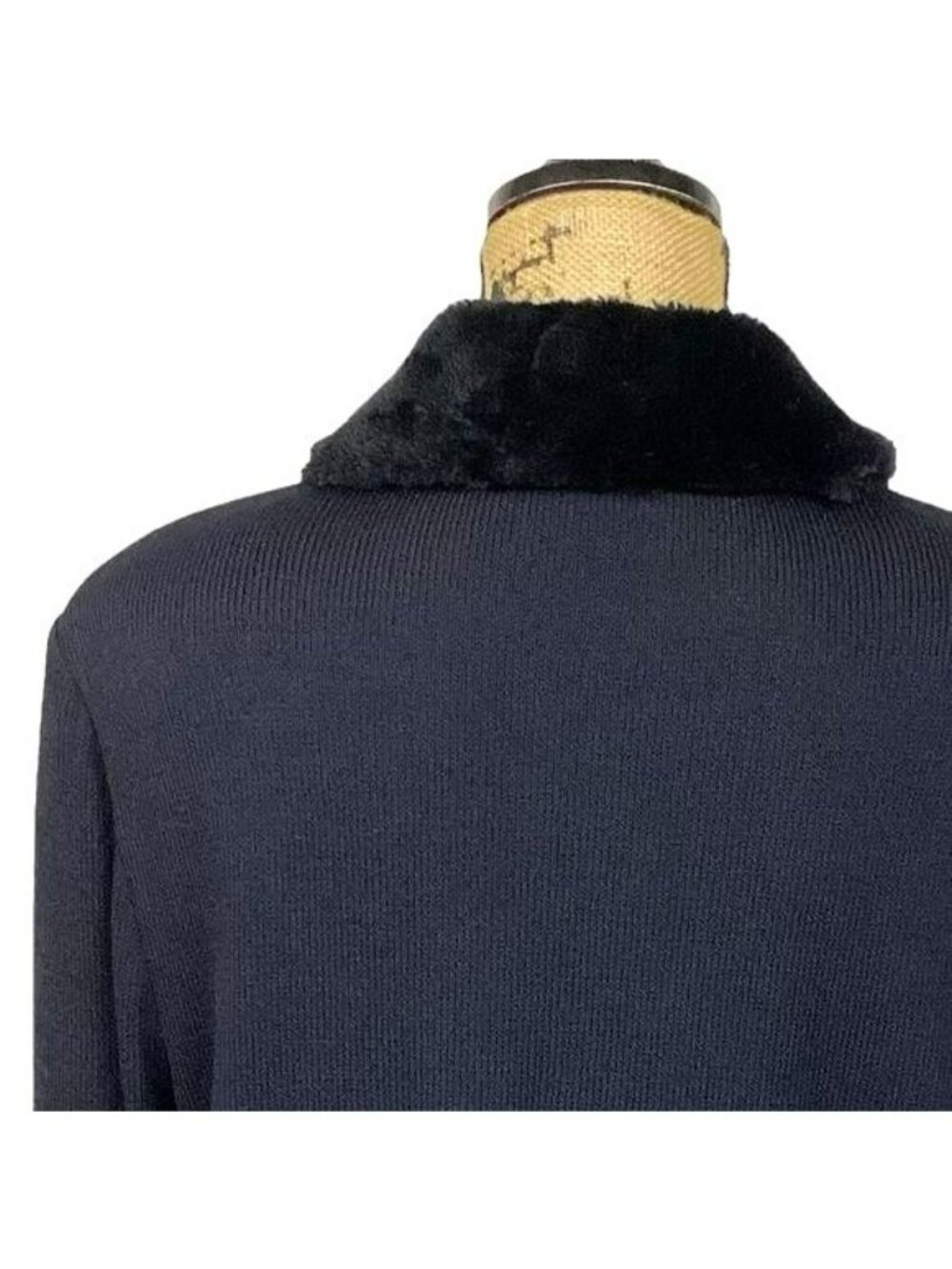 St. John Collection Womens Black Button-Up Jacket Size 14 With Faux Fur Collar & - Picture 11 of 15